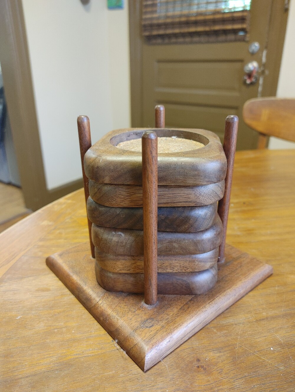 Vintage 1970s Wooden Coaster Set